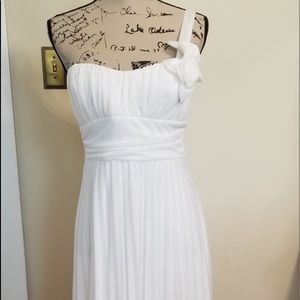 One shoulder white cocktail dress